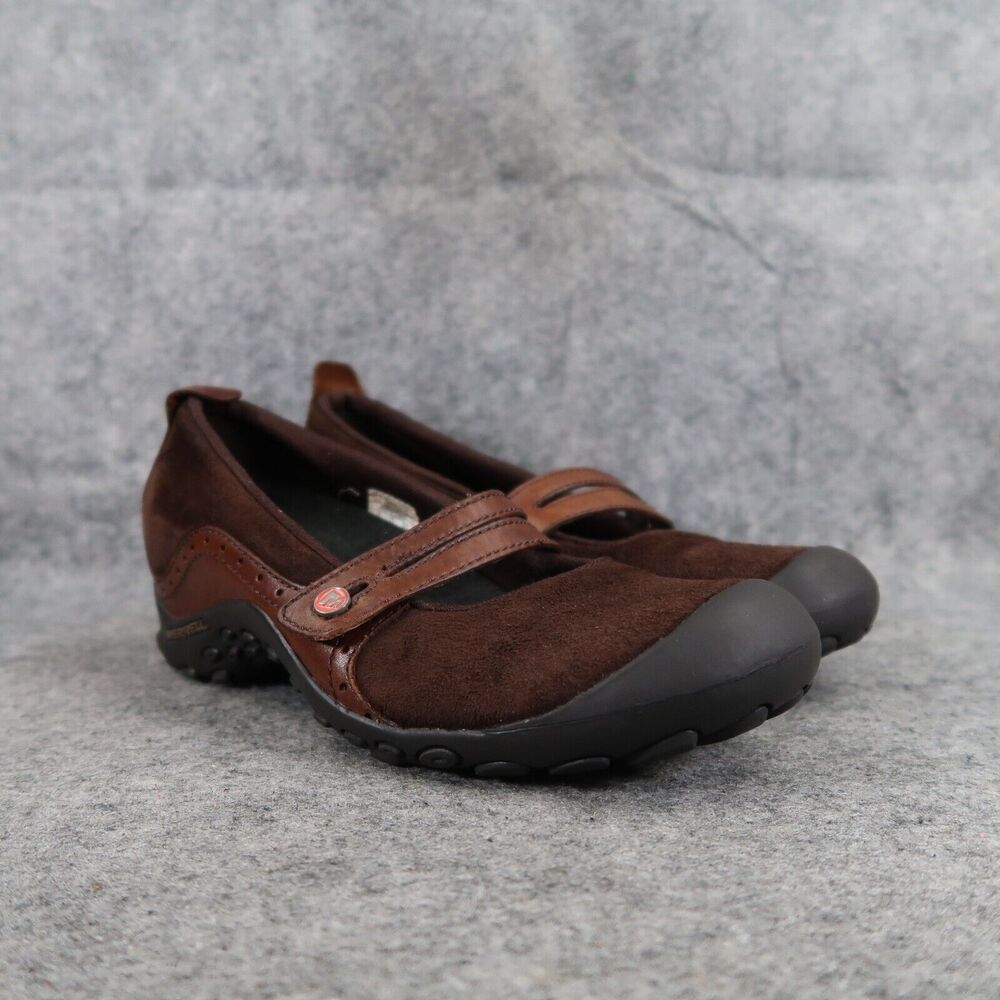 Merrell Shoes Women 7 Mary Jane Wedge Leather Plaza Bandeau Casual Comfort Brown